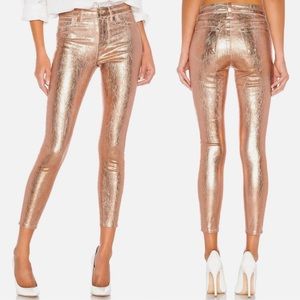 EUC L’AGENCE Margot High Rise Skinny Jeans
Petal Rose Gold Foil Coated
